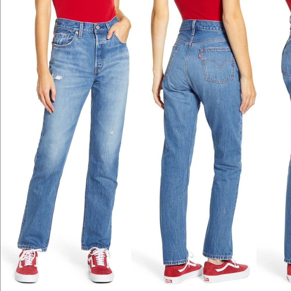 Levi’s 31x30 501 high waist straight. Athens Dark